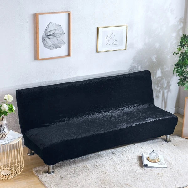 Velvet Thick Futon Cover Armless Sofa Bed Cover Stretch Folding Couch Slipcover