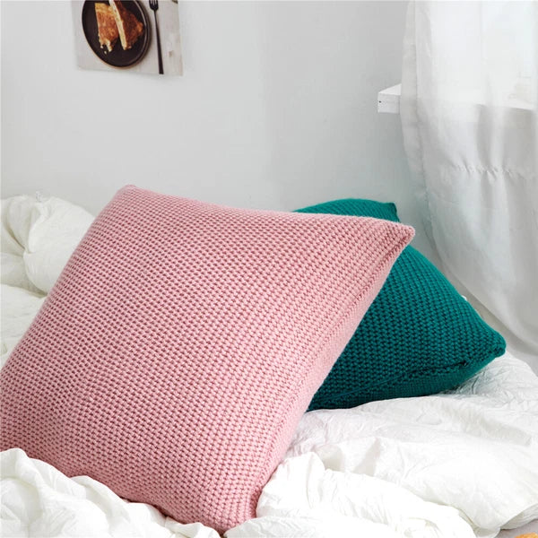 18'' Knitted Pillowcase Buttons Sofa Bed Throw Waist Cushion Covers Home Decor