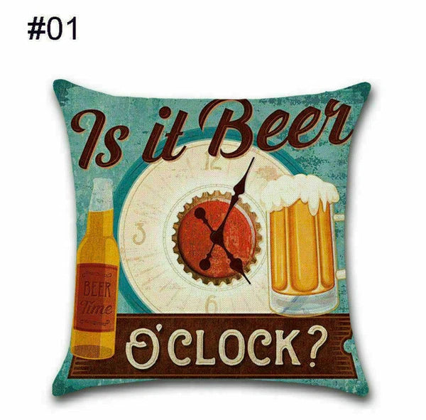Cover Cushion Pillow Throw Case Vintage Bottle Beer Sofa Wine