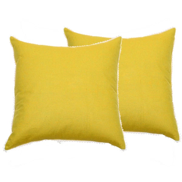 Pillow Covers Cotton Throw Cushion Case Cover Sofa Home Decor Solid with Lace-S2