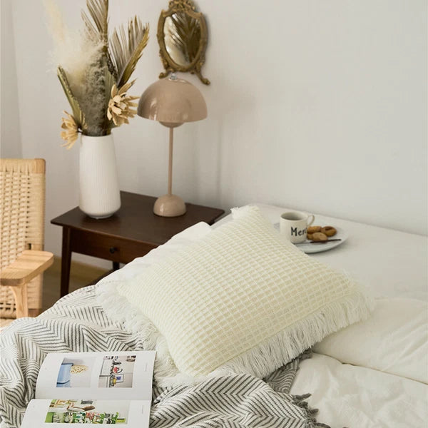 45*45cm Square Throw Pillow Case Tassel Cushion Cover Sofa Bed Pillowcase Decor