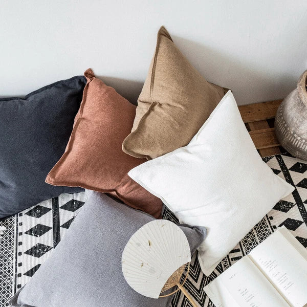 Cotton Linen Blend Cushion Cover Bed Sofa Back Support Case Pillwcase Modern Zip