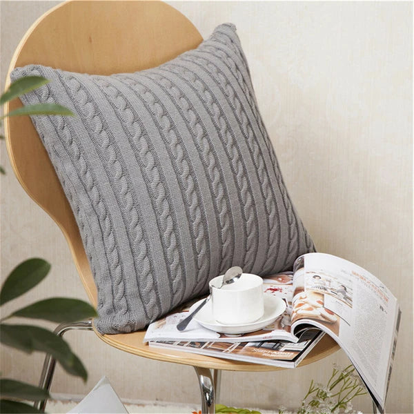 18'' Knitted Pillowcase Buttons Sofa Bed Throw Waist Cushion Covers Home Decor