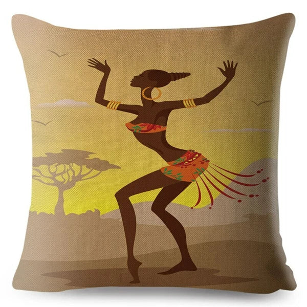 African Girl Style Design Linen Pillow Case Printed Car Cushion Cover Sofa Bed