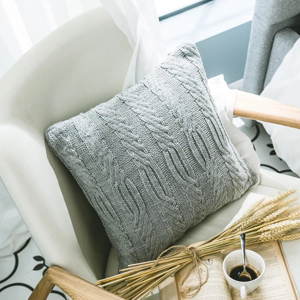 18" Knitted Pillow Case Throw Office Sofa Bed Waist Cushion Cover Pillowcase 1pc