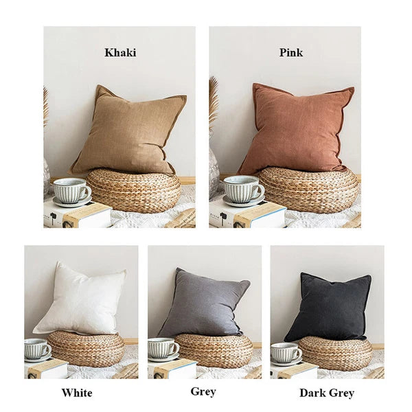 Cotton Linen Blend Cushion Cover Bed Sofa Back Support Case Pillwcase Modern Zip