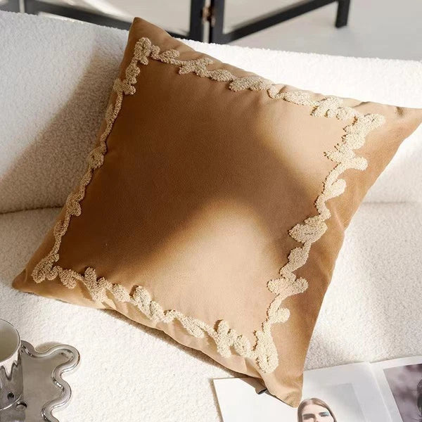 45x45cm Brown Vintage Nordic Throw Pillow Cover Cream Light Luxury Sofa Cushion
