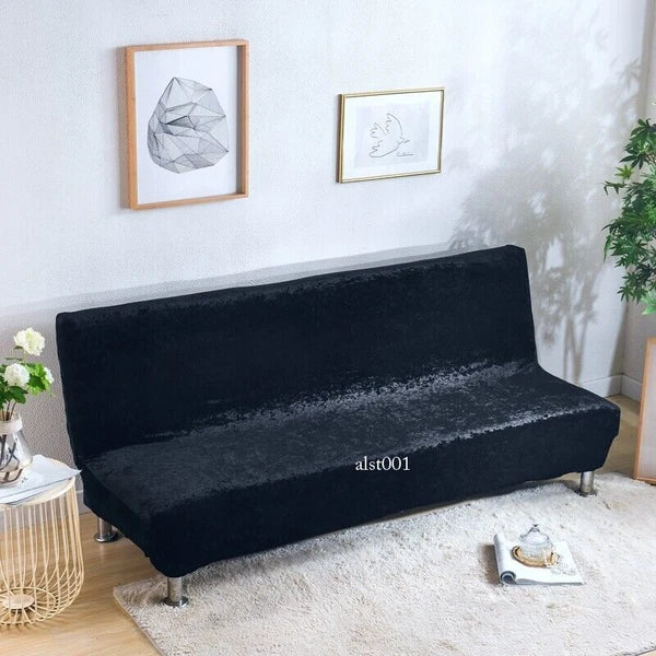 Velvet Thick Futon Cover Armless Sofa Bed Cover Stretch Folding Couch Slipcover