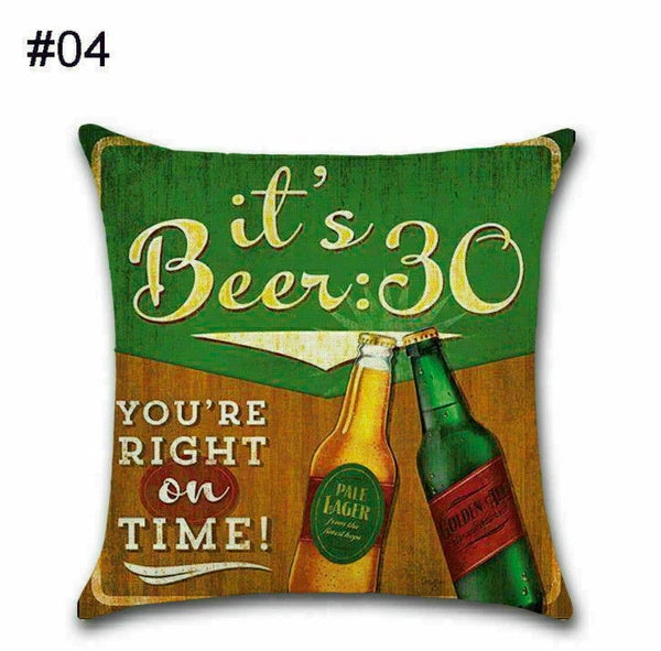 Cover Cushion Pillow Throw Case Vintage Bottle Beer Sofa Wine