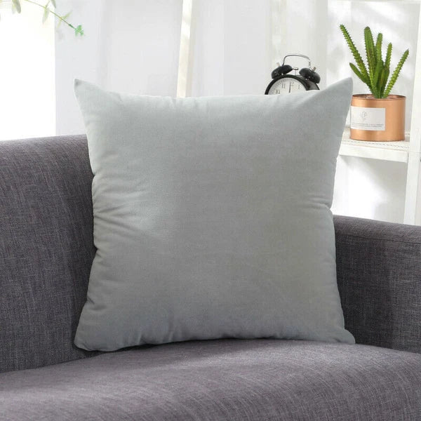 2 X Throw Pillowcase Velvet Cover Solid Square Soft for Couch Bed Sofa