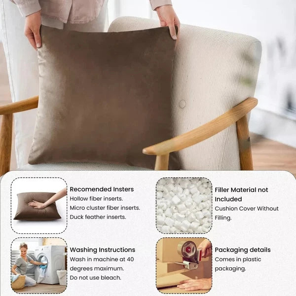 Velvet Cushion Covers Square Sofa Pillow Cases Pack of 4, 3, 2  Bed Sofa Decor