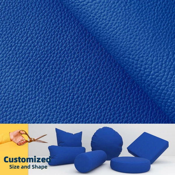 Pb017 Cushion Cover*Middle Blue*Faux Leather synthetic Litchi Skin Box Sofa Seat