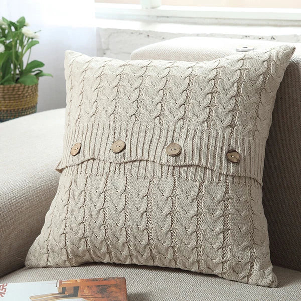 18'' Knitted Pillowcase Buttons Sofa Bed Throw Waist Cushion Covers Home Decor