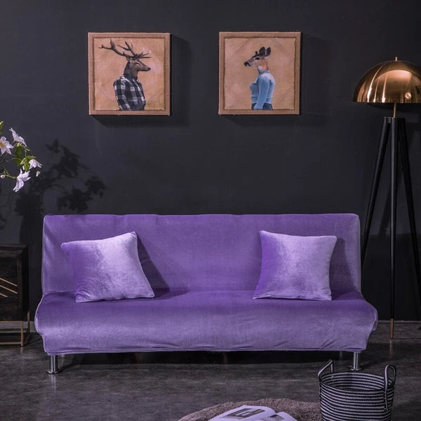 Velvet Thick Futon Cover Armless Sofa Bed Cover Stretch Folding Couch Slipcover