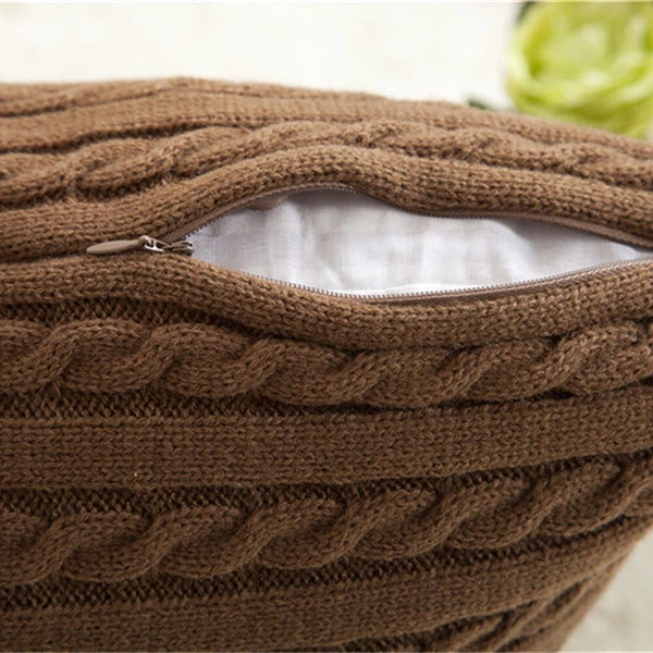 18'' Knitted Pillowcase Buttons Sofa Bed Throw Waist Cushion Covers Home Decor