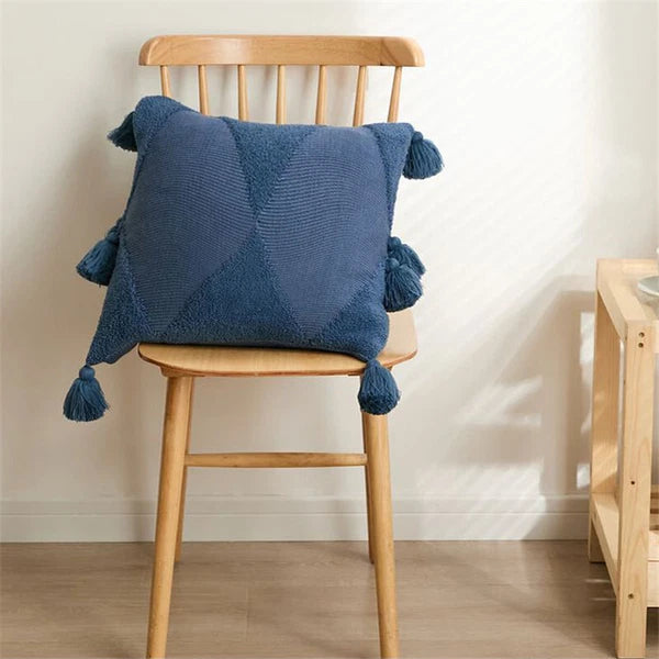 Knitted Cushion Cover Pom Pom Tassel Pillowcase Fringe Sofa Bed Throw Home Decor