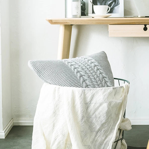 1PC Gray Knitted Sofa Bed Pillowcase Cover Waist Throw Cushions Cover Home Decor