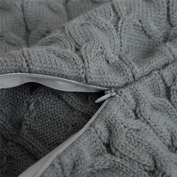 18" Knitted Cushion Waist Plain Pillow Case Sofa Bed Throw Pillow Covers Decor