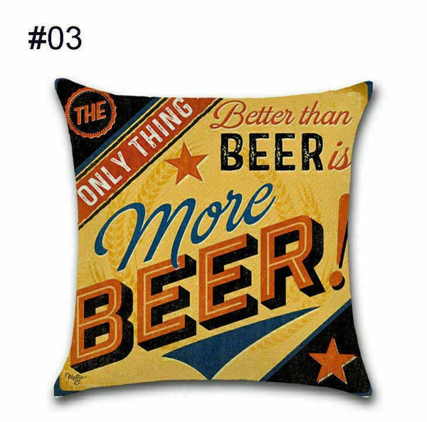 Cover Cushion Pillow Throw Case Vintage Bottle Beer Sofa Wine