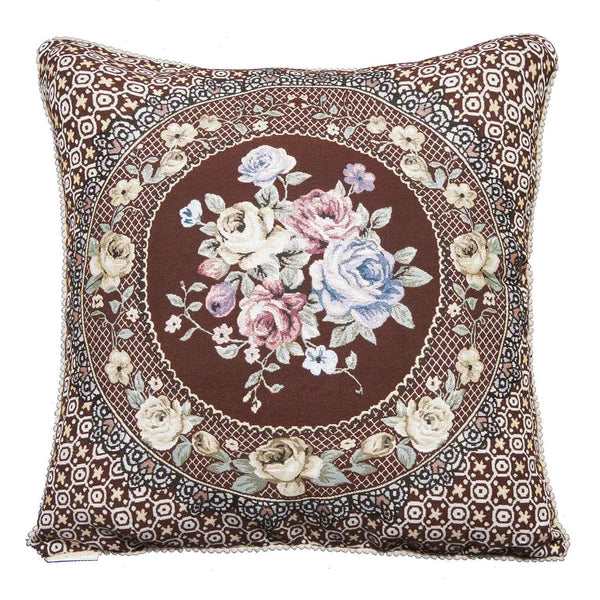 22x22" Classic Vintage Cushion COVER Jacquard Floral Sofa Home Decor Pillow Case