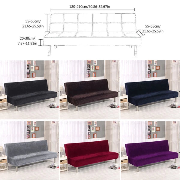Armless Sofa Bed Cover Futon Full Size Thicker Plush Sofa Slipcover New