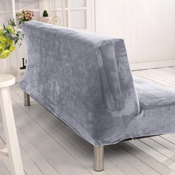 Velvet Armless Sofa Bed Cover Folding Futon Cover Sofa Slipcover 180-210cm