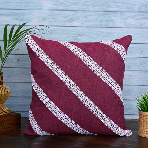 Decorative Cushion Cover Cotton Throw Pillow Case Home Sofa Decor Diagonal Lace