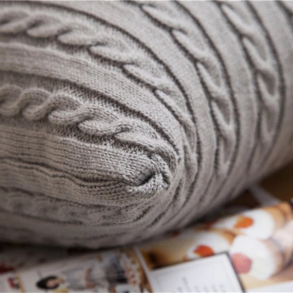 18'' Knitted Pillowcase Buttons Sofa Bed Throw Waist Cushion Covers Home Decor