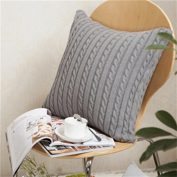 18'' Knitted Pillowcase Buttons Sofa Bed Throw Waist Cushion Covers Home Decor