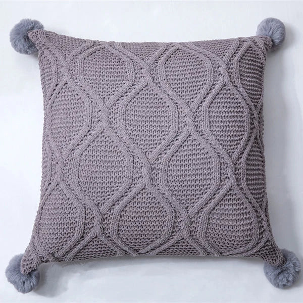 18" Knitted Pillow Case Sofa Bed Soft Pompom Ball Waist Throw Cushions Cover New