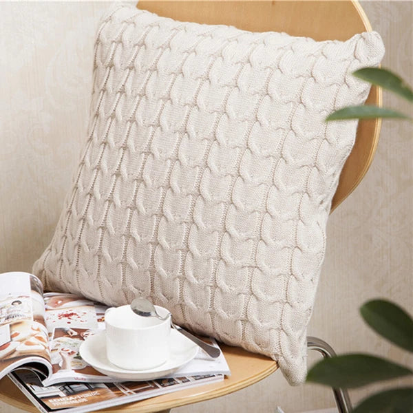 18" Knitted Cushion Waist Plain Pillow Case Sofa Bed Throw Pillow Covers Decor