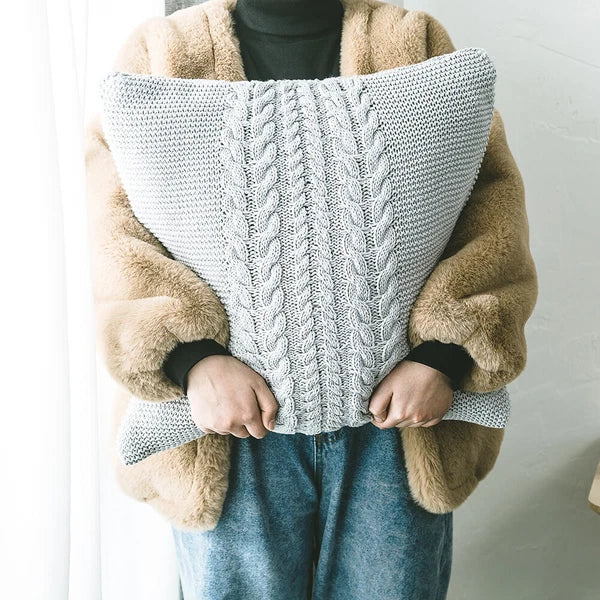 1PC Gray Knitted Sofa Bed Pillowcase Cover Waist Throw Cushions Cover Home Decor