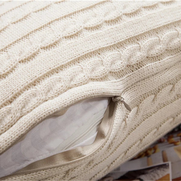 18'' Knitted Pillowcase Buttons Sofa Bed Throw Waist Cushion Covers Home Decor