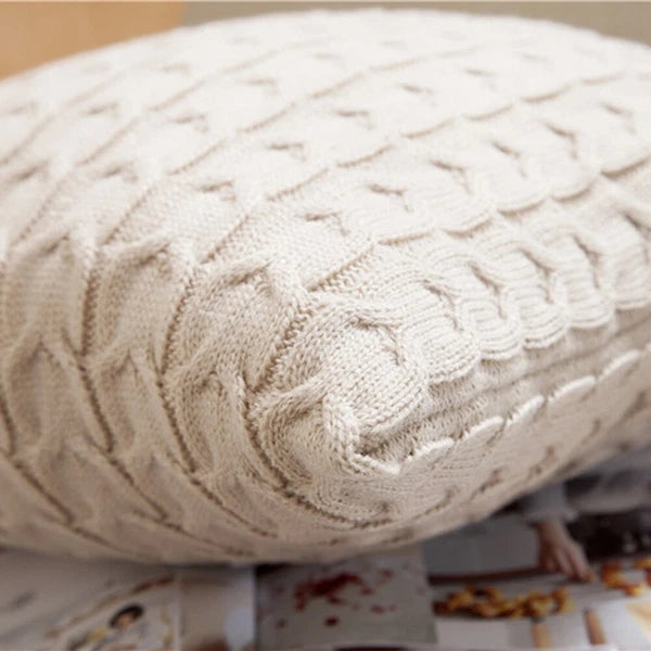 18" Knitted Cushion Waist Plain Pillow Case Sofa Bed Throw Pillow Covers Decor