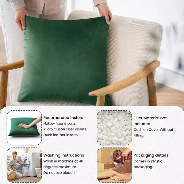 Velvet Cushion Covers Square Sofa Pillow Cases Pack of 4, 3, 2  Bed Sofa Decor