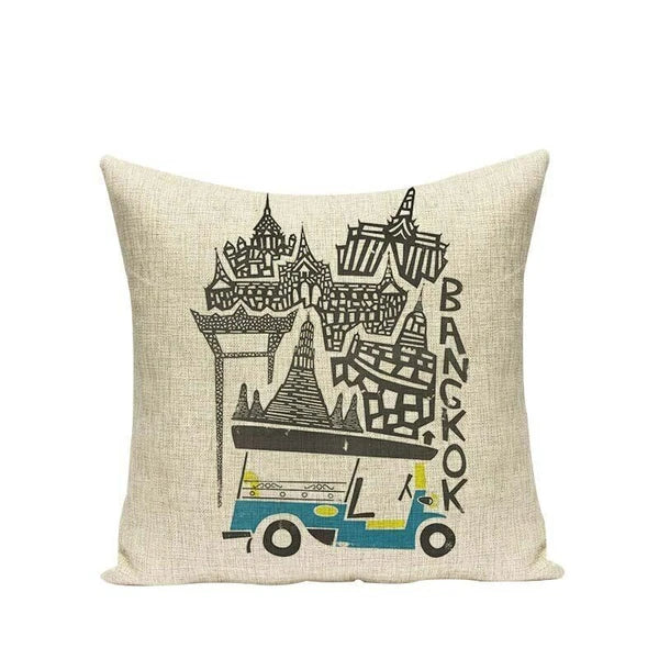High Quality Cushion Cover Creative Building Car Printed Sofa Bed Chair Home