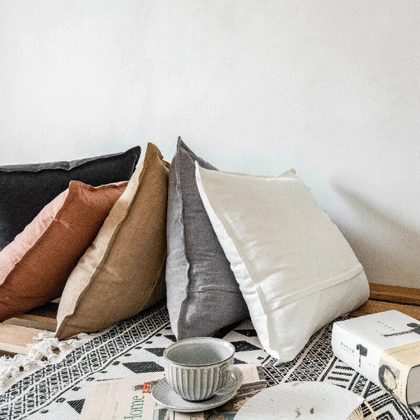 Cotton Linen Blend Cushion Cover Bed Sofa Back Support Case Pillwcase Modern Zip