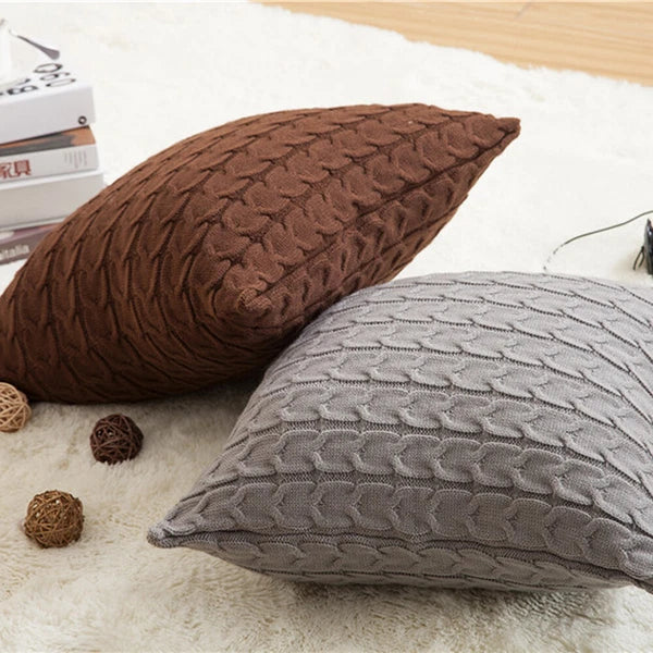 18" Knitted Cushion Waist Plain Pillow Case Sofa Bed Throw Pillow Covers Decor