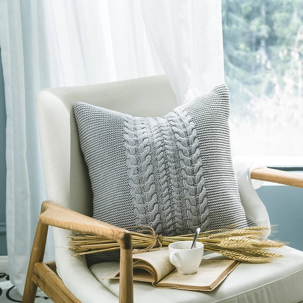 18" Knitted Pillow Case Throw Office Sofa Bed Waist Cushion Cover Pillowcase 1pc