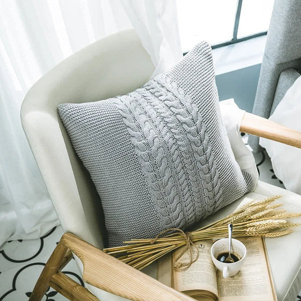 18" Knitted Pillow Case Throw Office Sofa Bed Waist Cushion Cover Pillowcase 1pc