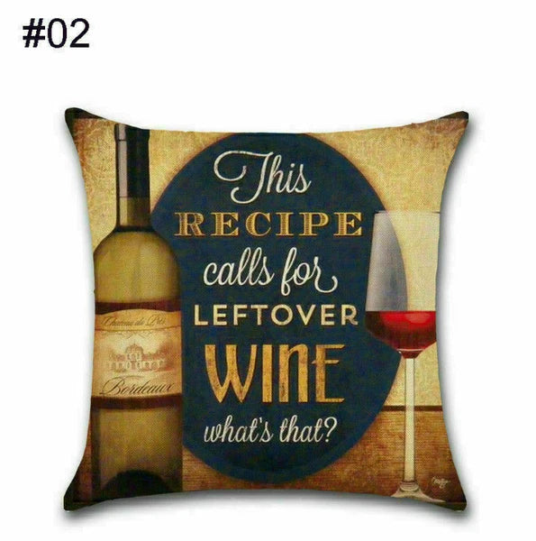 Cover Cushion Pillow Throw Case Vintage Bottle Beer Sofa Wine