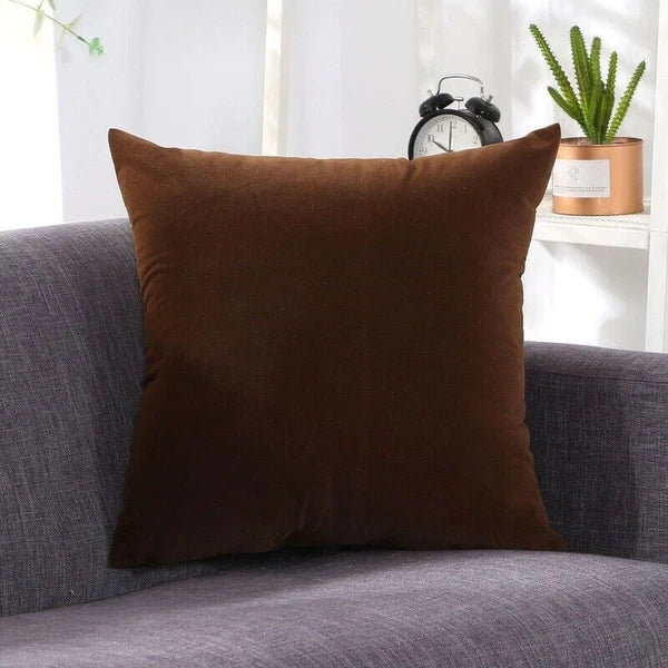 2 X Throw Pillowcase Velvet Cover Solid Square Soft for Couch Bed Sofa
