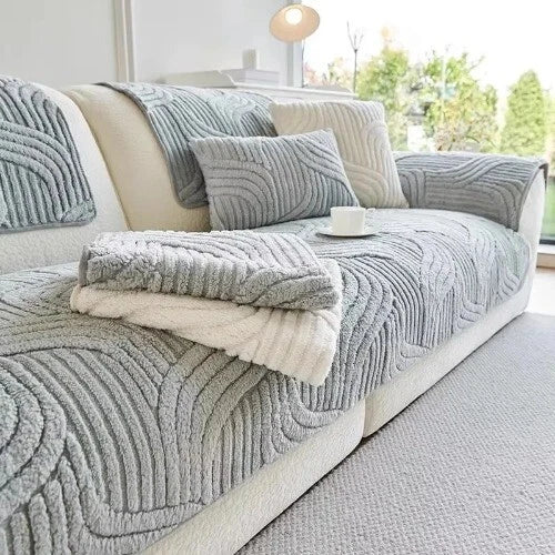 Cream Style Straight Row Cushion Cover Cloth Towel Thickened Plush Sofa Cushion