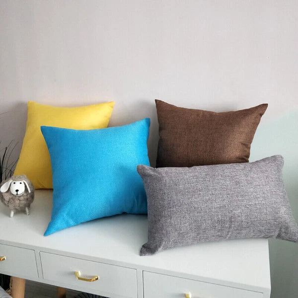 1pc Solid Color Sofa Bed Waist Throw Cushion Covers Pillowcase Christmas Decor