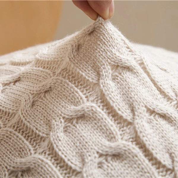18" Knitted Cushion Waist Plain Pillow Case Sofa Bed Throw Pillow Covers Decor