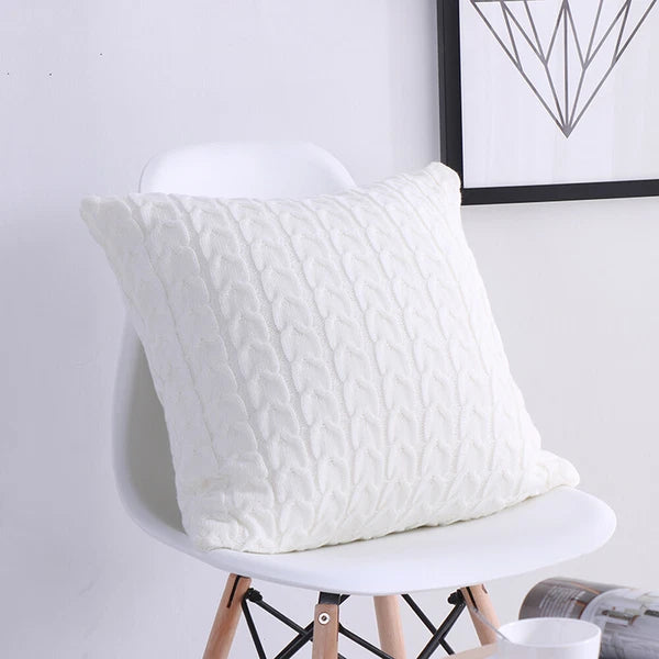18" Knitted Cushion Waist Plain Pillow Case Sofa Bed Throw Pillow Covers Decor