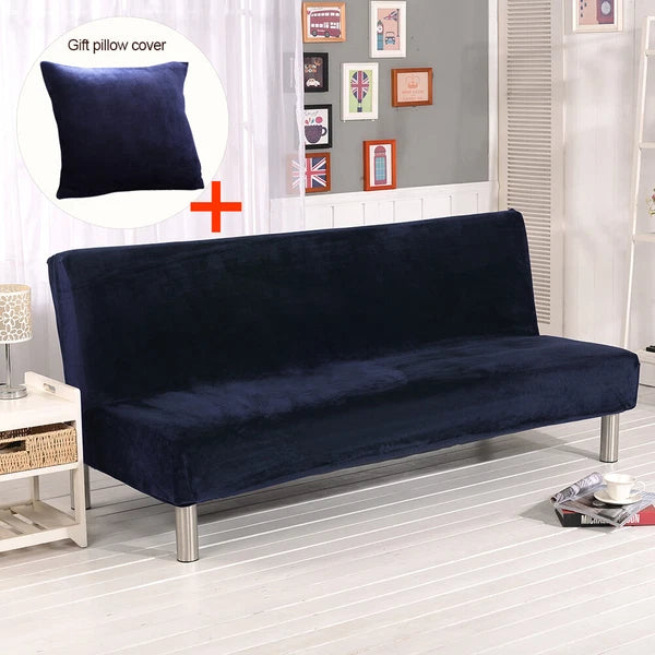Velvet Armless Sofa Bed Cover Folding Futon Cover Sofa Slipcover 180-210cm