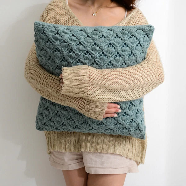 18'' Knitted Pillowcase Buttons Sofa Bed Throw Waist Cushion Covers Home Decor
