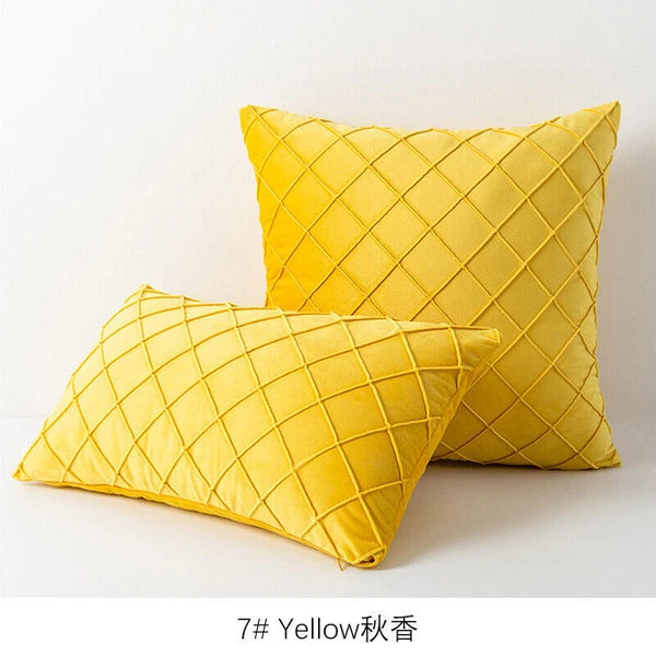 Velvet Check Cushion Cover Soft Pillow Case Sofa Bed Home Decor 18x18in 20x20in