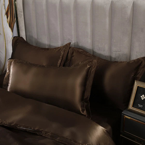 2pcs Satin Pillowcase Solid Color Pillow Covers Sofa Throw Cushion Covers Decor